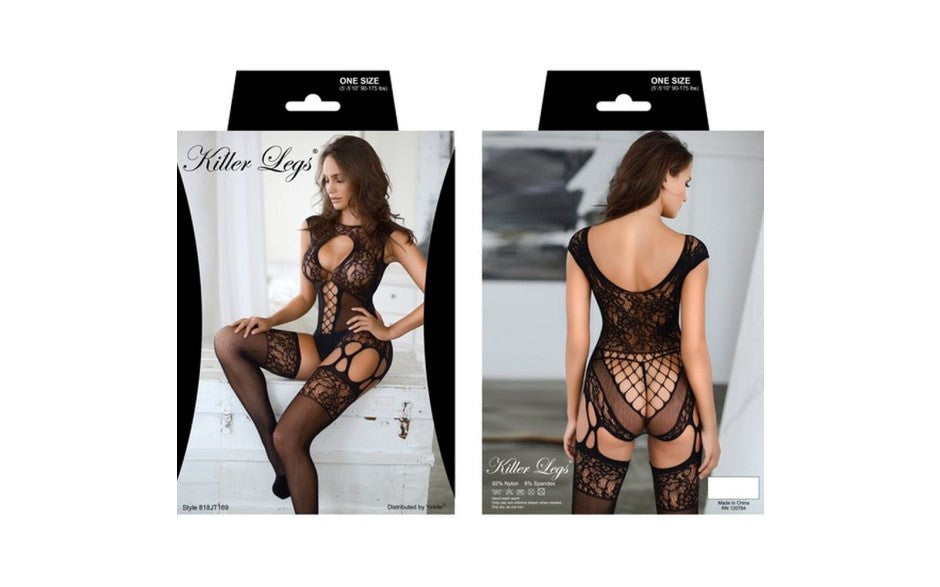 Killer Legs Diamond Fishnet Womens Bodysuits OS - - Teddies and Bodysuits