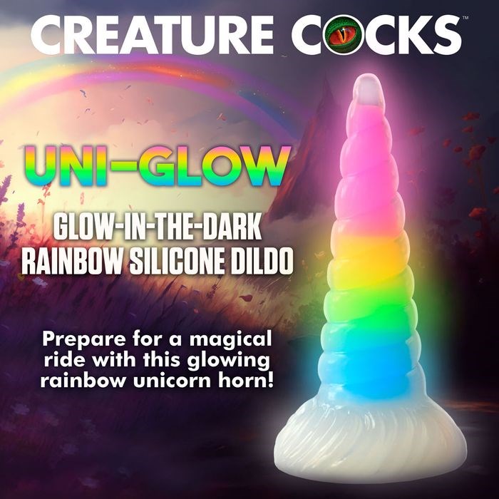 XR Brands Creature Cocks Uni-Glow Unicorn Fantasy Dildo - - Non-Realistic Dildos