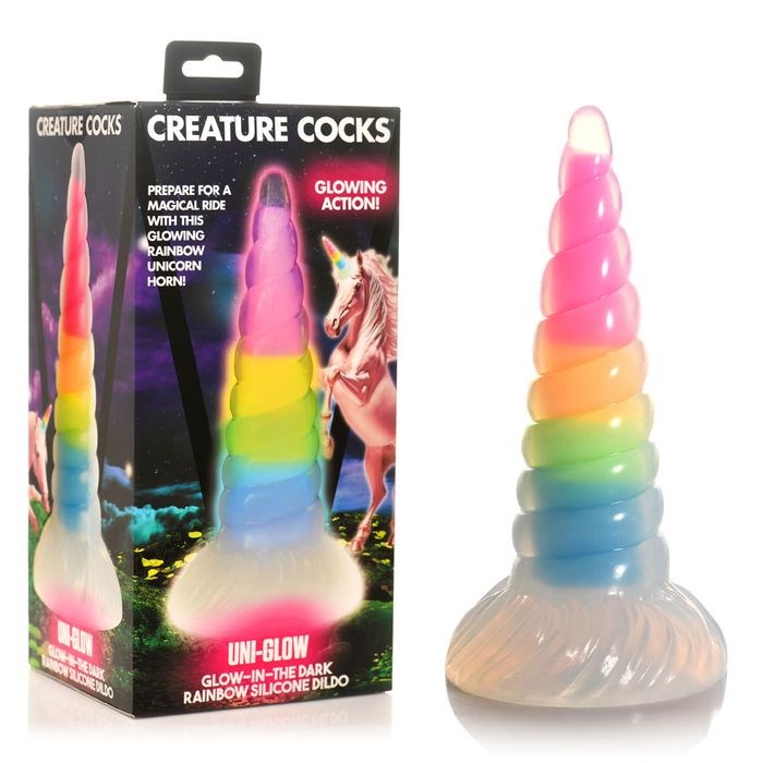 XR Brands Creature Cocks Uni-Glow Unicorn Fantasy Dildo - - Non-Realistic Dildos