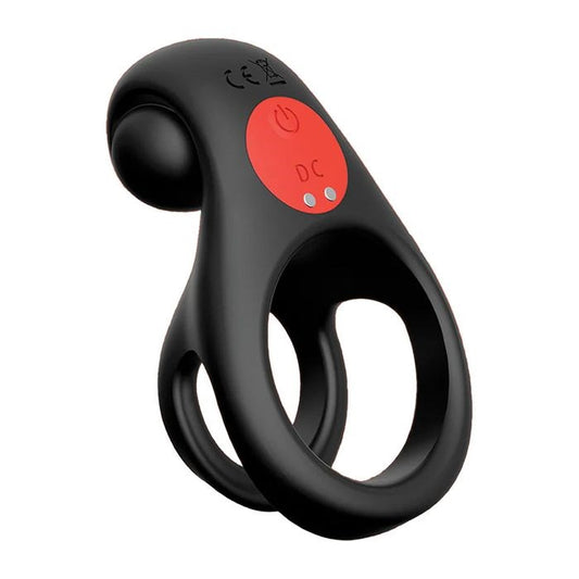 Icon Brands Red Dot V2 Vibrating Cock and Ball Ring Black - Vibrating Cock Rings