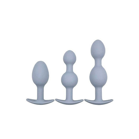 Adam & Eve VIBRA-BALL TRIO Weighted Anal Training Set Grey - Butt Plugs