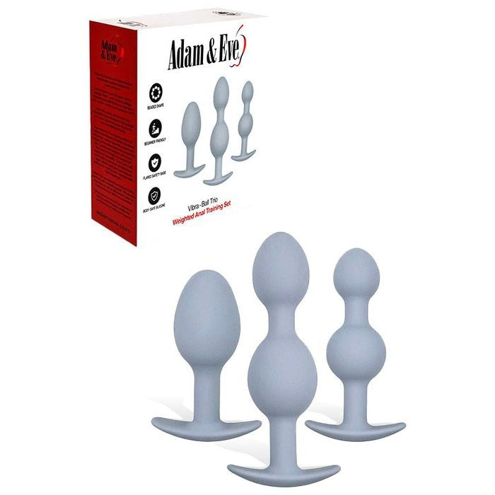 Adam & Eve VIBRA-BALL TRIO Weighted Anal Training Set Grey - - Butt Plugs