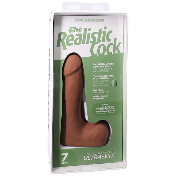 Vac-U-Lock Suction Cup 7 Inch Realistic Cock With Balls - Realistic Dildos