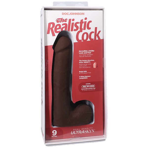 Vac-U-Lock Suction Cup 9 Inch Realistic Cock With Balls - Realistic Dildos