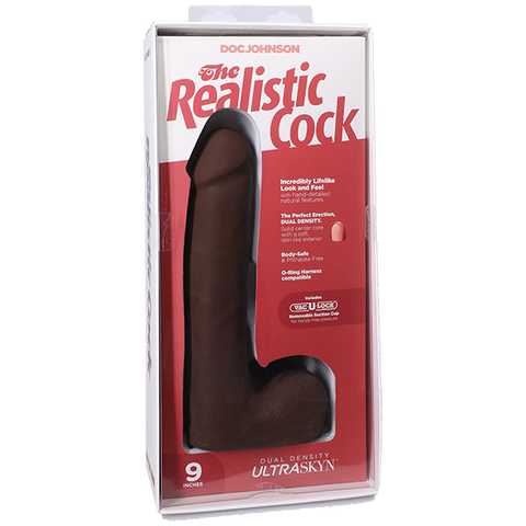 Vac-U-Lock Suction Cup 9 Inch Realistic Cock With Balls - Realistic Dildos