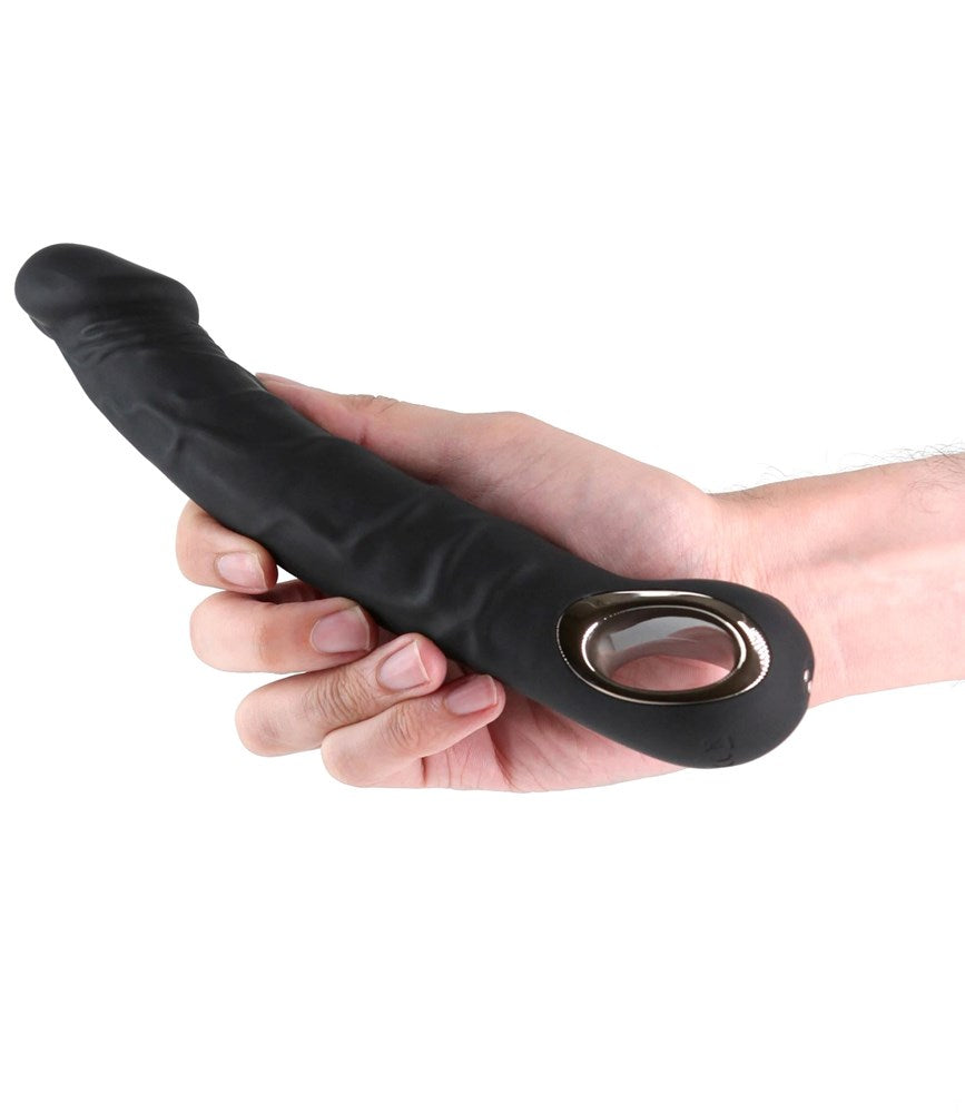 Renegade Rimmer Vibrating Dong With Handle Black - Vibrating Dildos