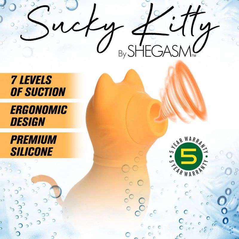Shegasm Sucky Kitty 7X Clitoral Stimulator Orange - - Clit Ticklers and Pulsators