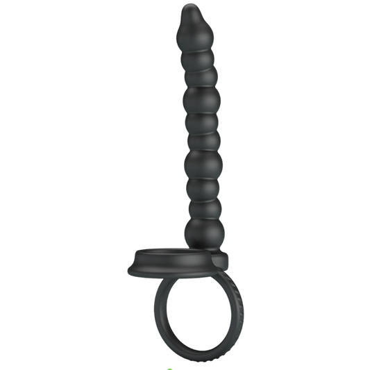 Pretty Love Dillion Anal Beads With Cock Ring Black - Anal Beads and Balls
