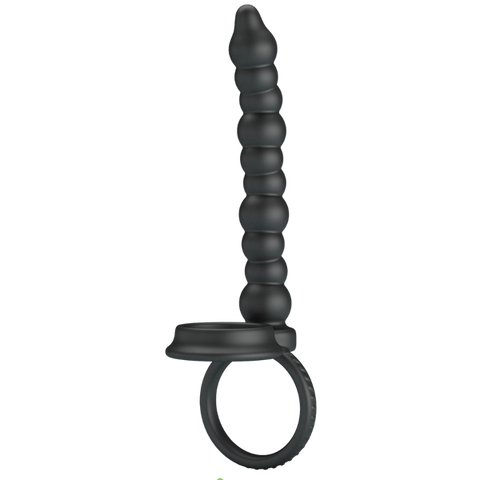 Pretty Love Dillion Anal Beads With Cock Ring Black - Anal Beads and Balls