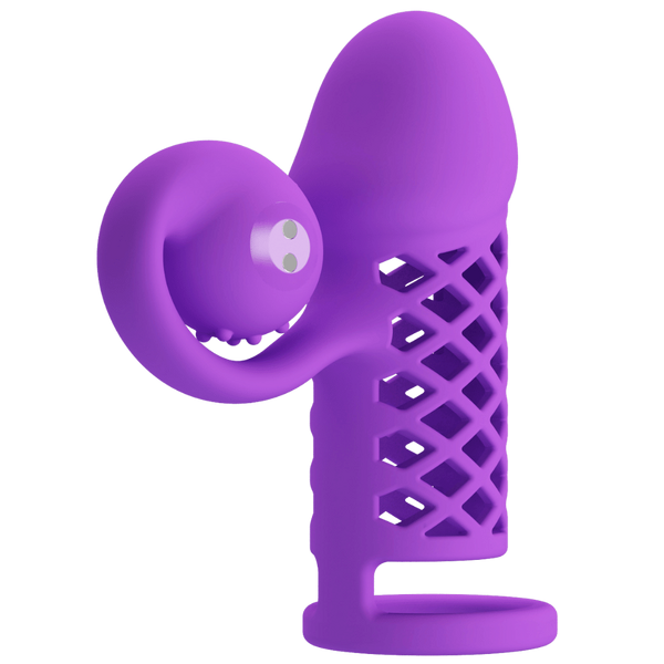 Pretty Love Rechargeable Harden Cock Sleeve Purple - Penis Sleeves and Extenders