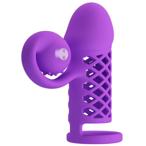 Pretty Love Rechargeable Harden Cock Sleeve Purple - Penis Sleeves and Extenders