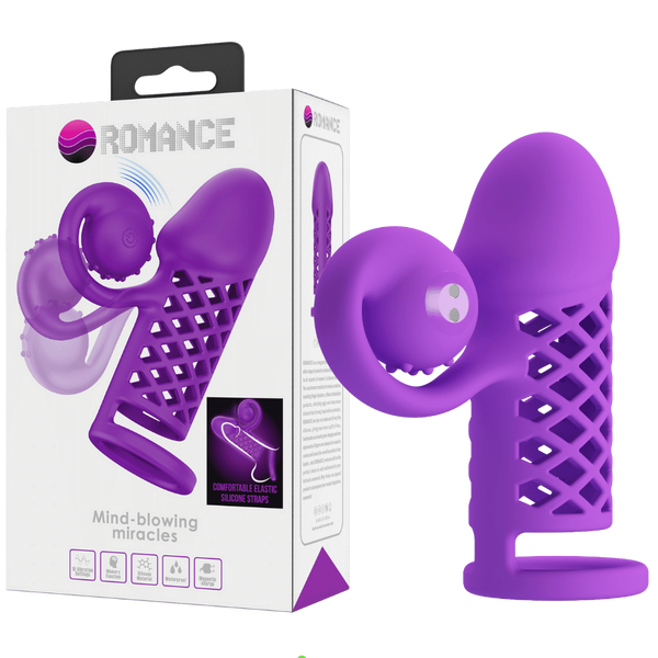 Pretty Love Rechargeable Harden Cock Sleeve Purple - Penis Sleeves and Extenders