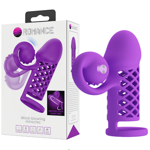 Pretty Love Rechargeable Harden Cock Sleeve Purple - Penis Sleeves and Extenders
