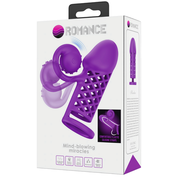 Pretty Love Rechargeable Harden Cock Sleeve Purple - Penis Sleeves and Extenders