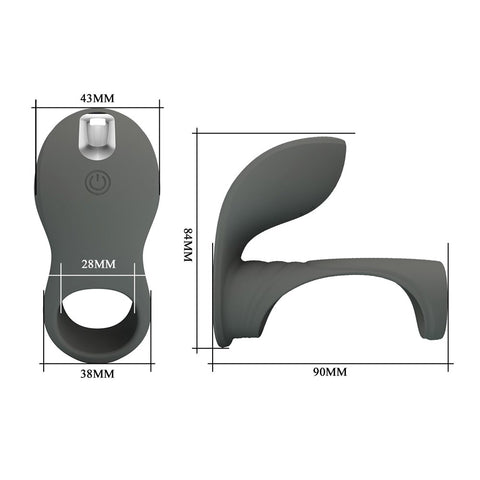 Pretty Love Cirrus Master Rechargeable Penis Ring Grey - Vibrating Cock Rings