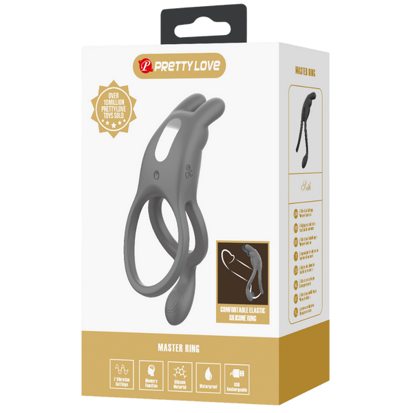 Pretty Love Seth Master Vibrating Cock Ring Grey - Vibrating Cock Rings