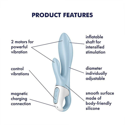Satisfyer Air Pump Bunny 1 Inflatable Rabbit Vibrator Blue - Rabbit Vibrators