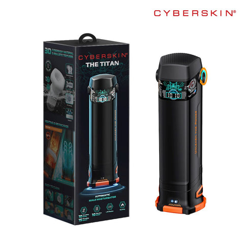 CyberSkin The Titan Thrusting & Vibrating Masturbator Black - Masturbators and Strokers