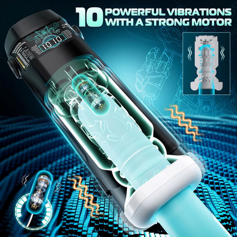CyberSkin The Titan Thrusting & Vibrating Masturbator Black - Masturbators and Strokers