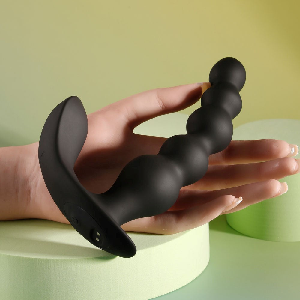 Evolved BEAD ME UP Remote Control Vibrating Anal Beads Black - - Anal Beads and Balls