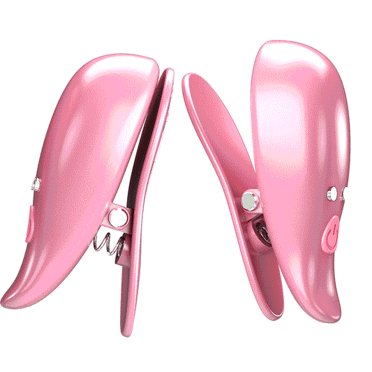 Pretty Love Leaf Vibrating Nipple Clamps Pink - Nipple and Clit Clamps