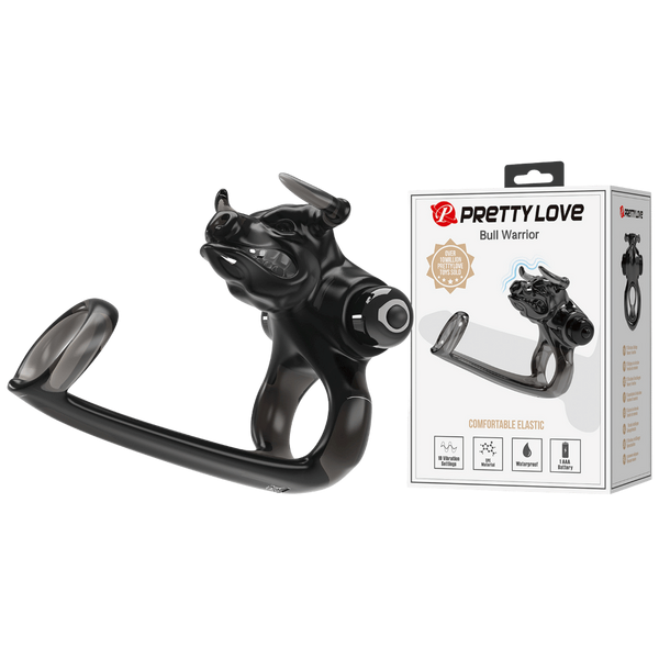Pretty Love Bull Warrior Innovative Cock Ring Black - Stretchy Cock Rings