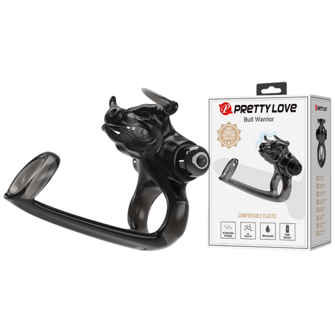 Pretty Love Bull Warrior Innovative Cock Ring Black - Stretchy Cock Rings