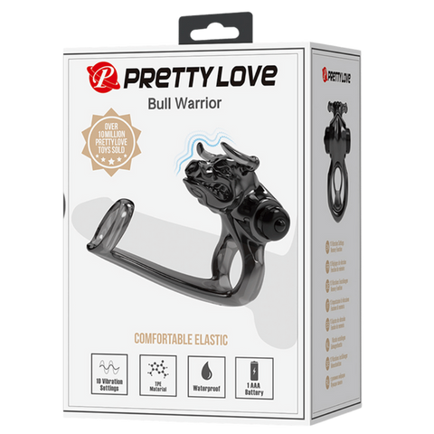 Pretty Love Bull Warrior Innovative Cock Ring Black - Stretchy Cock Rings