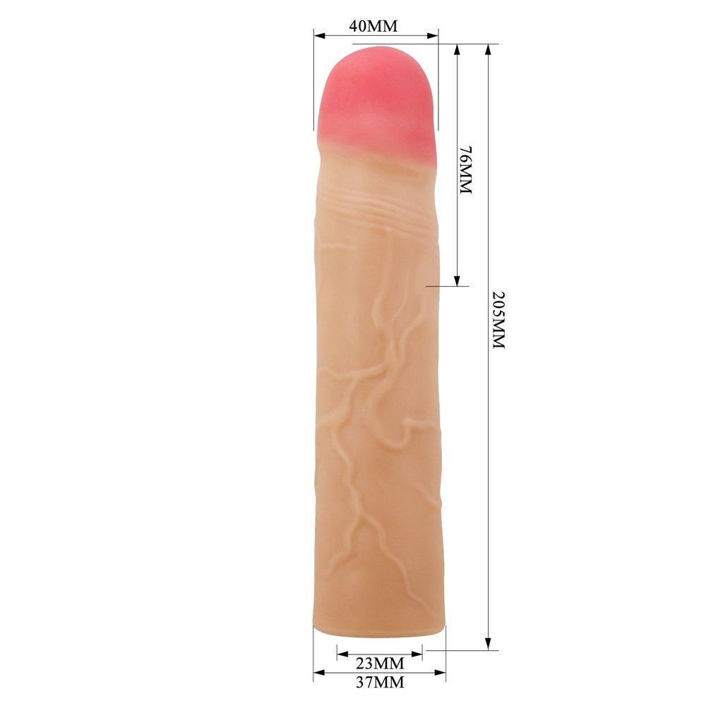 Pretty Love Kylian 7.1 Inch Llifelike Penis Extender Sleeve - - Penis Sleeves and Extenders