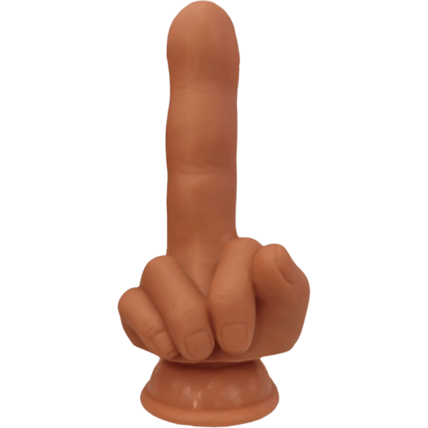 Hott Products Flip Off Finger Shaped Suction Cup Dildo Tan - Realistic Dildos