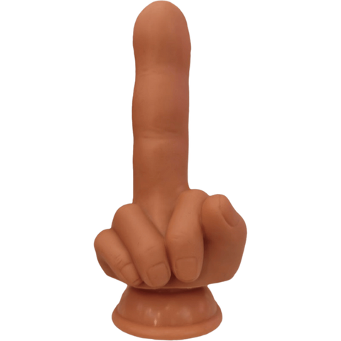Hott Products Flip Off Finger Shaped Suction Cup Dildo Tan - Realistic Dildos
