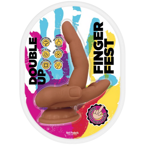 Hott Products Double Up Finger Shape Silicone Dildo Tan - Realistic Dildos