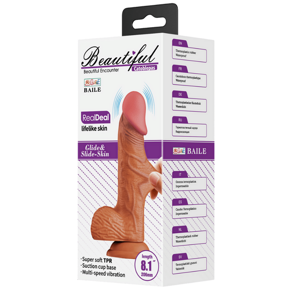 Pretty Love Catoblpas Vibrating Dong 8.1 Inch Tan - Vibrating Dildos