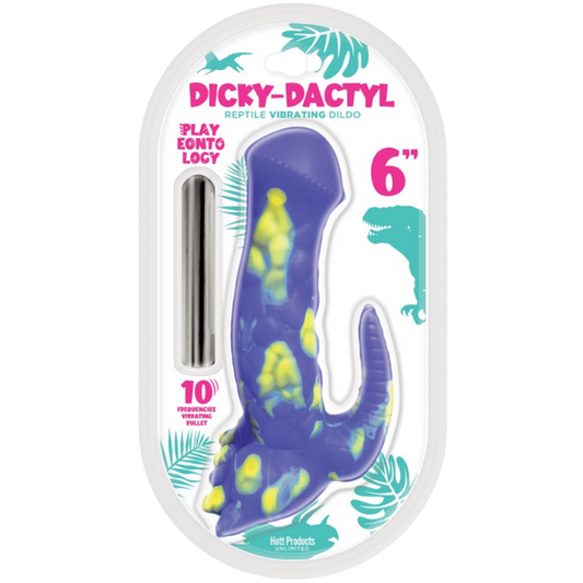 Hott Products Dicky Dactyl 6 Inch Viobrating Dong Purple - Vibrating Dildos