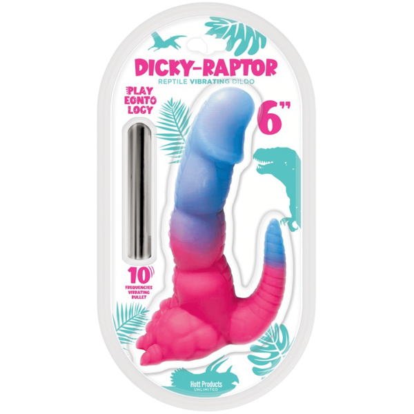 Hott Products Dicky-Raptor 6 Inch Vibrating Dildo Pink/Blue - Vibrating Dildos