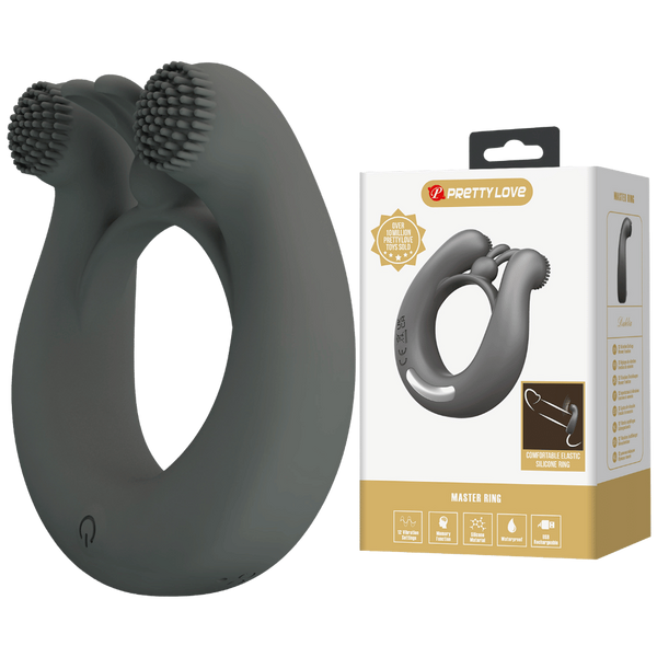 Pretty Love Master Ring Dahlia Vibrating Dick Ring Grey - Vibrating Cock Rings