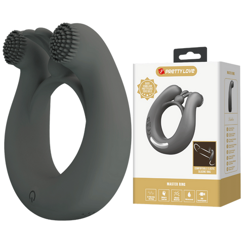 Pretty Love Master Ring Dahlia Vibrating Dick Ring Grey - Vibrating Cock Rings