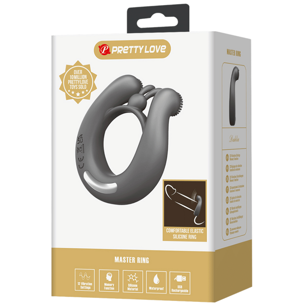 Pretty Love Master Ring Dahlia Vibrating Dick Ring Grey - Vibrating Cock Rings