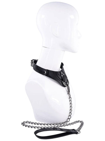 Sportsheets Velvet Noir Bondage Collar and Leash - Collars and Leads