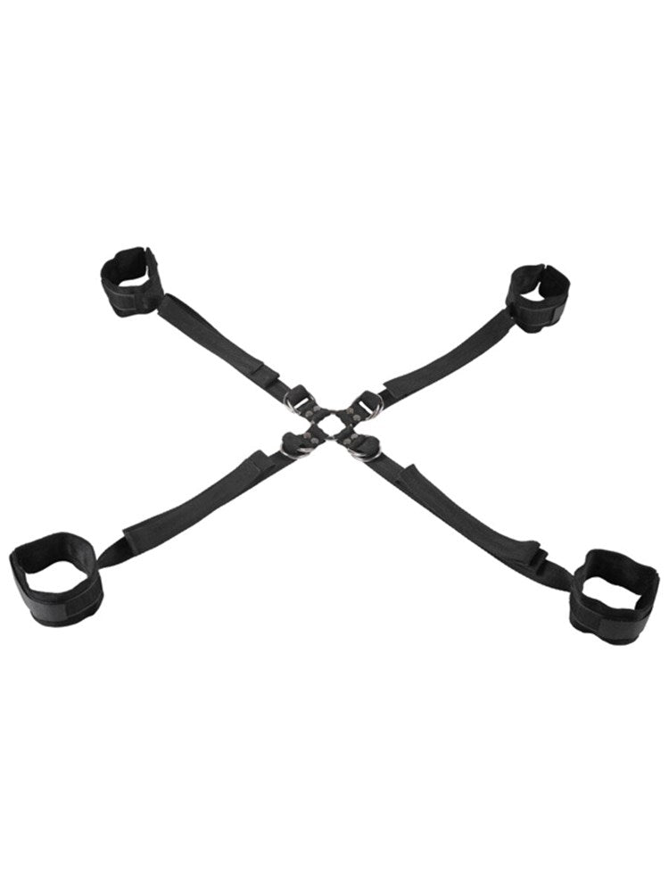 Sportsheets Velvet Noir Adjustable Hog Tie and Cuff Set - Cuffs And Restraints