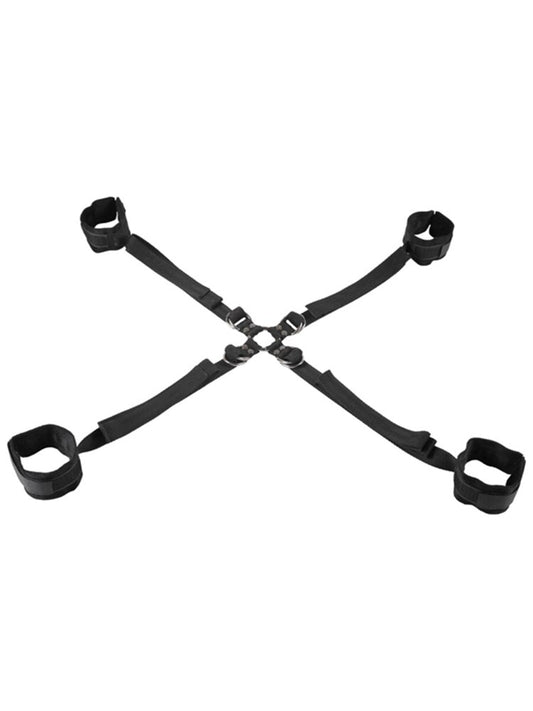 Sportsheets Velvet Noir Adjustable Hog Tie and Cuff Set - Cuffs And Restraints