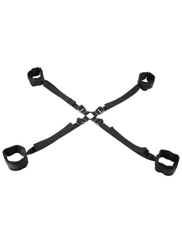 Sportsheets Velvet Noir Adjustable Hog Tie and Cuff Set - Cuffs And Restraints