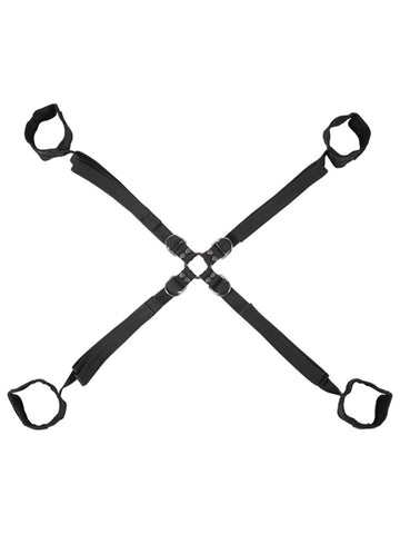 Sportsheets Velvet Noir Adjustable Hog Tie and Cuff Set - Cuffs And Restraints
