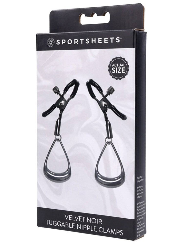 Sportsheets Velvet Noir Tuggable Nipple Clamps - Nipple and Clit Clamps