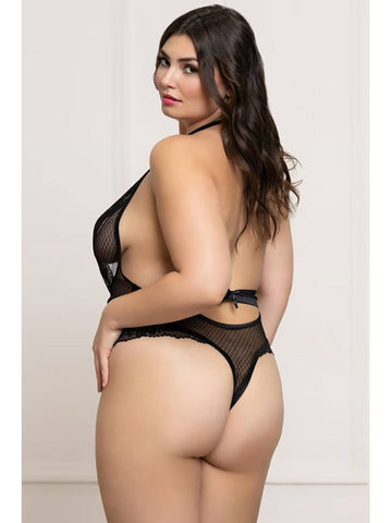 Seven 'til Midnight Fence Mesh and Lace Teddy Black - Teddies and Bodysuits