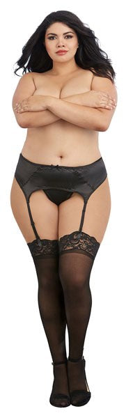 Dream Girl Sheer Thigh High Stockings Black - - Fishnet and Thigh Highs