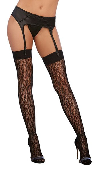 Dream Girl Micro Fishnet Thigh Highs Black - - Fishnet and Thigh Highs