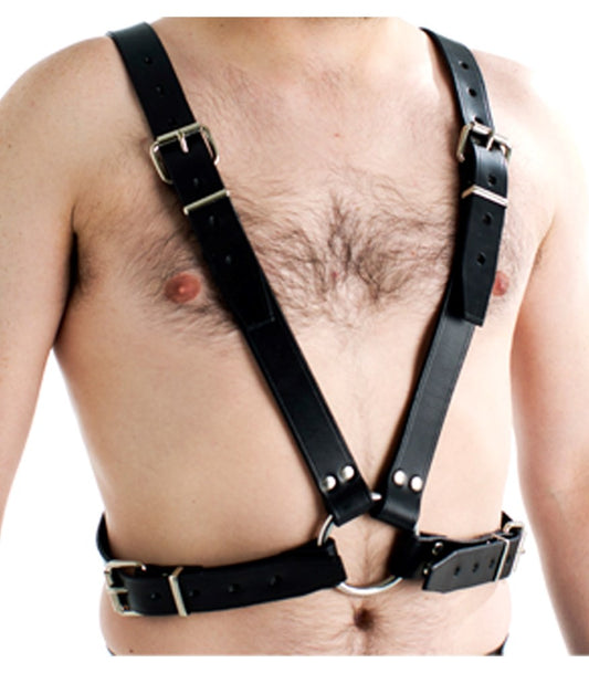 Love In Leather Mens Unlined Half Body Leather Brace - Cuffs And Restraints