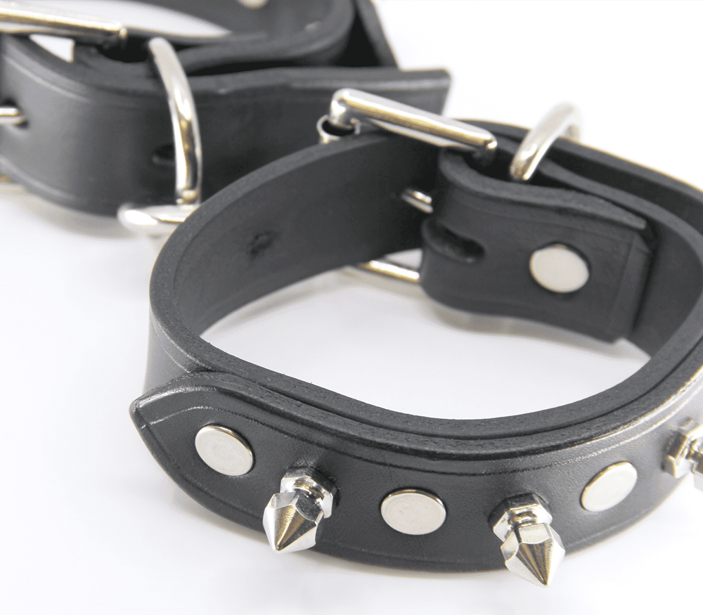Love In Leather Spiked Leather Ankle Restraints - - Cuffs And Restraints