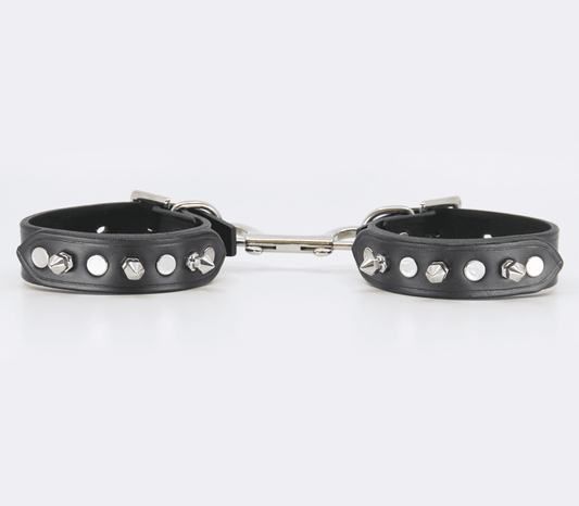 Love In Leather Spiked Leather Ankle Restraints - Cuffs And Restraints
